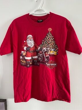 Harley Davidson Men’s Shirt Medium T-shirt Christmas Santa Claus St John’s EUC